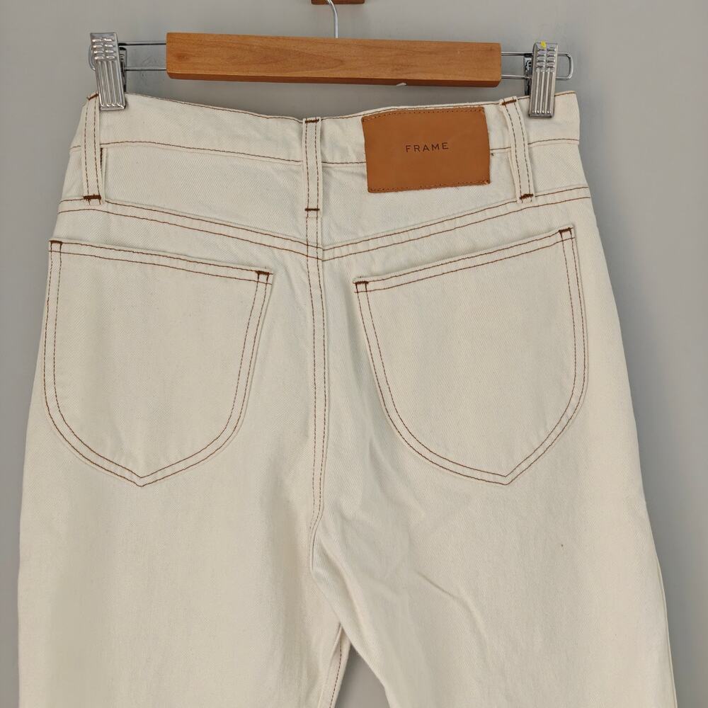 FRAME Le Italien True Straight Jeans 25 Blanc White Rigid Denim Made in Italy - Picture 6 of 8